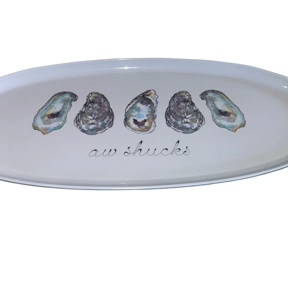 Sigrid Olsen Home Aw Shucks Oyster Melamine Oval Serving Platter Tray Coastal